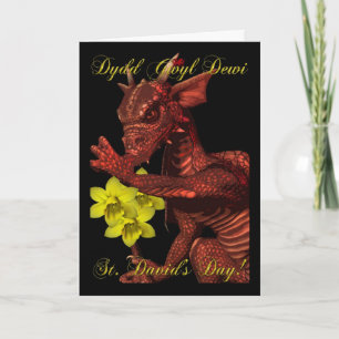 St Davids Day red Dragon Dydd Gwyl Dewi Card