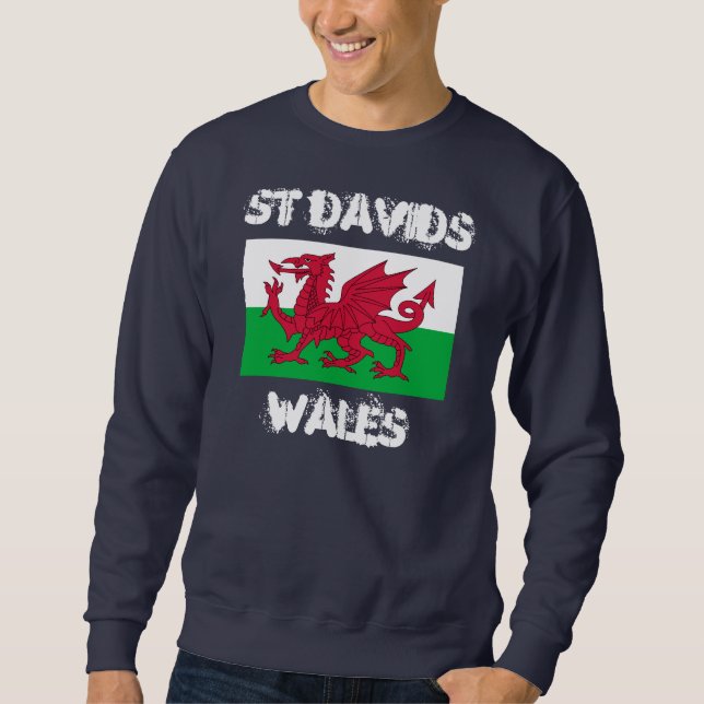 St Davids, Wales with Welsh flag Sweatshirt (Front)