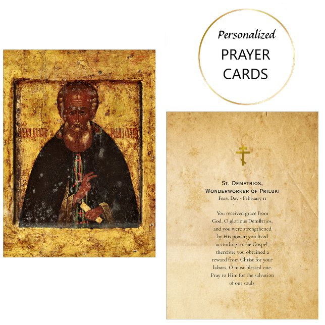 St. Demetrios, Wonderworker of Priluki Prayer Card (Creator Uploaded)