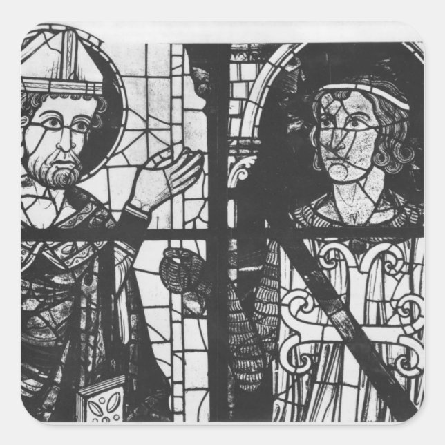 St. Denis giving the oriflamme to knight Clement Square Sticker (Front)