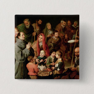 St. Diego of Alcala Giving Food to the Poor 15 Cm Square Badge