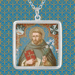 St. Dominic de Guzman (BK 011) Silver Plated Necklace<br><div class="desc">Use the “Transfer this Design” option to the right of this description to create matching bracelets, charms, lapel pins, cufflinks, tie bars, and premium metal keychains! Image Credit (BK 011): Antique image of St. Dominic de Guzman from a late 19th-century- chromolithographic devotional print with gilt accents (Dominican Series, No. 1),...</div>