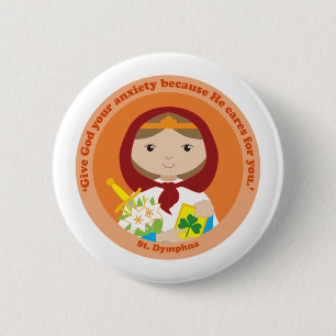 St. Dymphna 6 Cm Round Badge