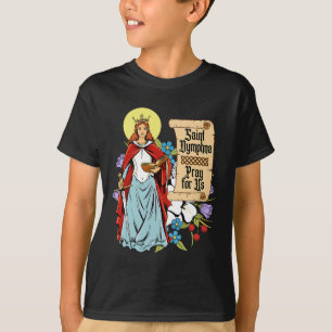 St Dymphna Purity Lily Patron Saint Mental Health  T-Shirt