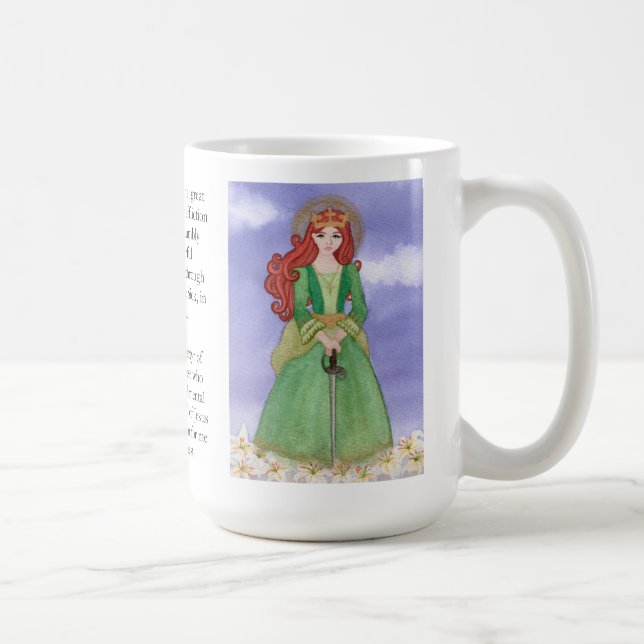 St. Dymphna Watercolor Prayer Tea Coffee Mug (Right)