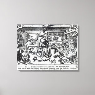 St. Eligius as a goldsmith in his workshop Canvas Print