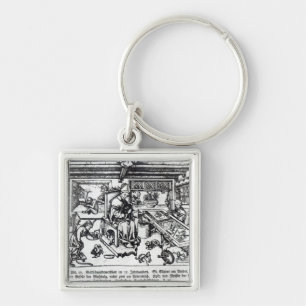 St. Eligius  as a goldsmith in his workshop Key Ring