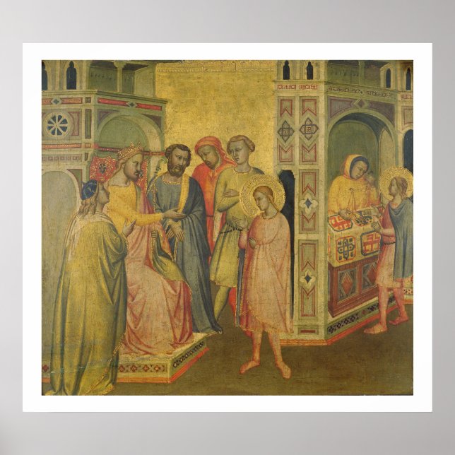 St. Eligius before King Clothar, c.1365 (oil on pa Poster (Front)