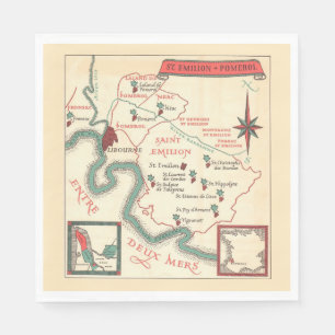 St. Emilion Bordeaux Wine Map Napkin