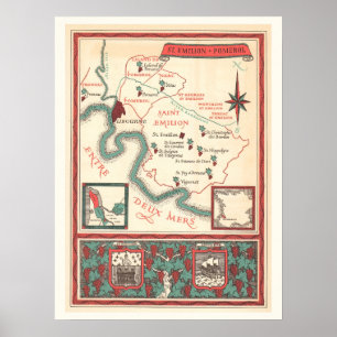 St. Emilion Bordeaux Wine Map Print