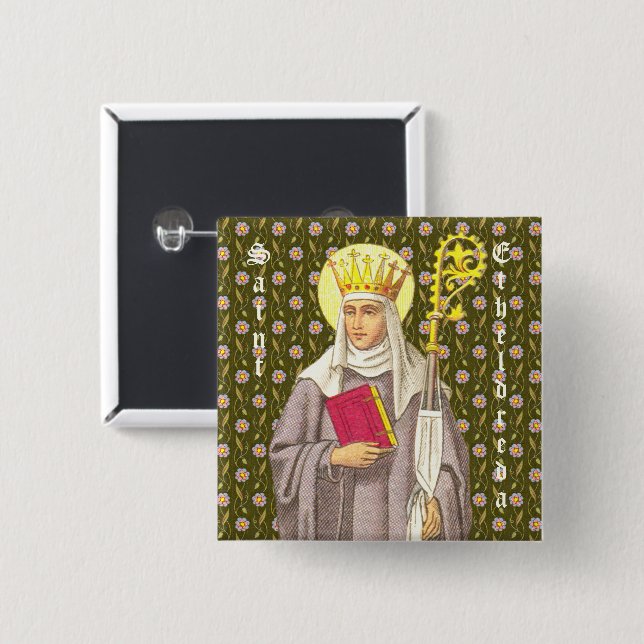 St. Etheldreda (Audrey) (P 003) 15 Cm Square Badge (Front & Back)