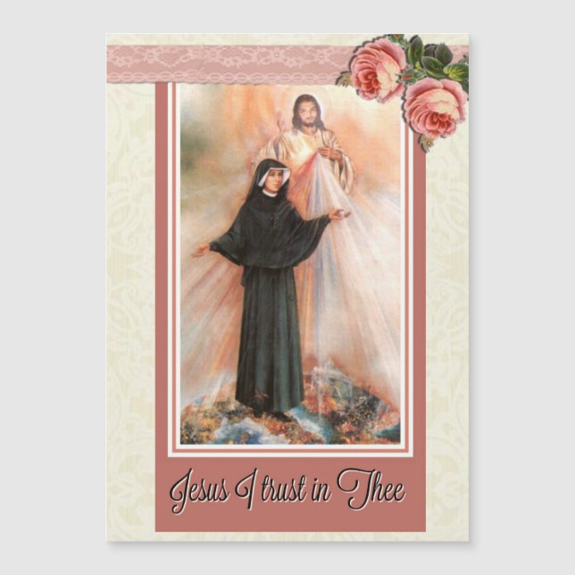 St. Faustina 5"x7" Thin Magnetic Card (Front)