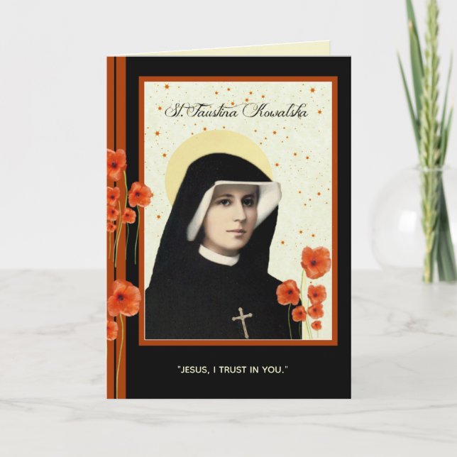 St. Faustina Divine Mercy, Mass Offering  Card (Front)