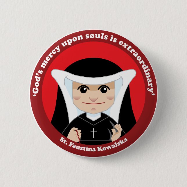 St. Faustina Kowalska 6 Cm Round Badge (Front)