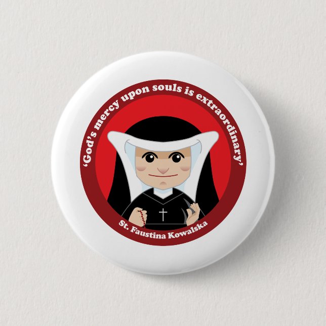 St. Faustina Kowalska 6 Cm Round Badge (Front)