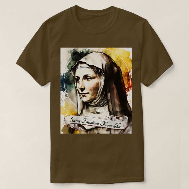 St Faustina Kowalska Catholic Church Saints Religi T-Shirt (Design Front)