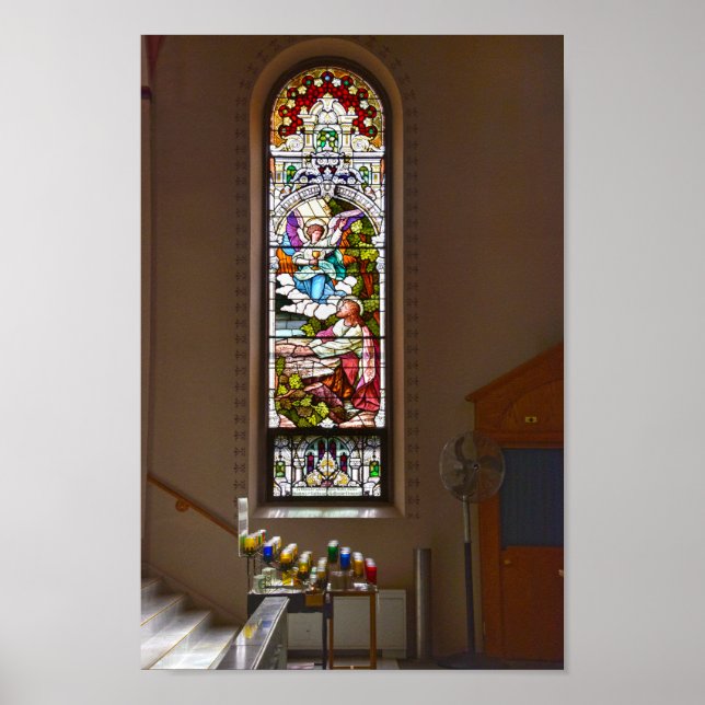 St. Fidelis Stained Glass Window, Victoria, Kansas Poster (Front)