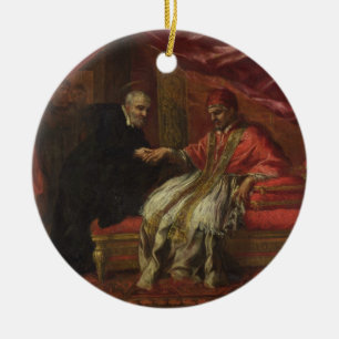 St. Filippo Neri Curing Pope Clemente VIII Ceramic Tree Decoration