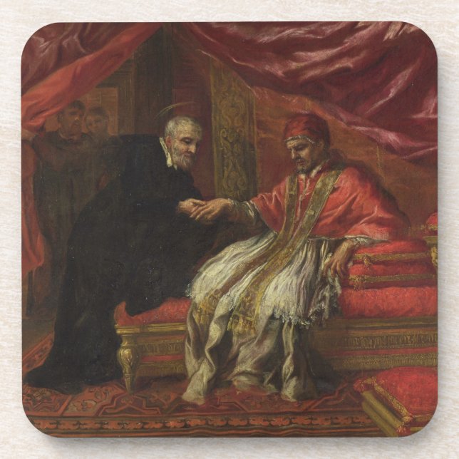 St. Filippo Neri Curing Pope Clemente VIII Coaster (Front)