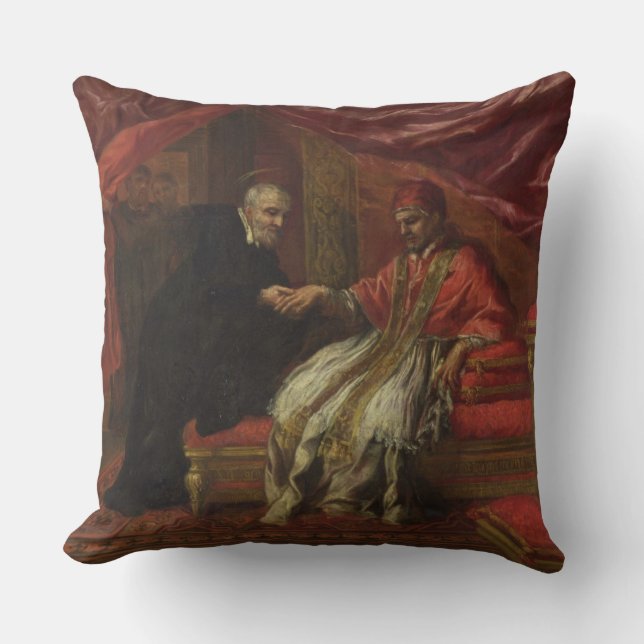St. Filippo Neri Curing Pope Clemente VIII Cushion (Front)