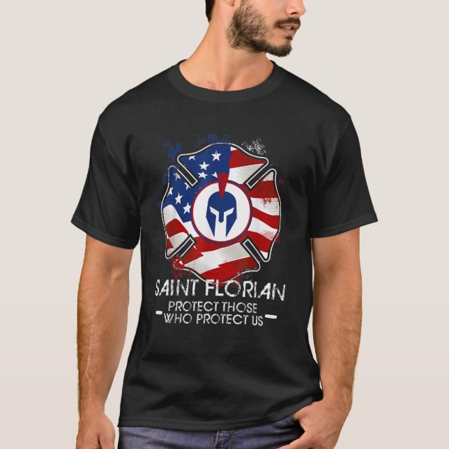 St Florian Patron Saint of Firefighters USA Cathol T-Shirt (Front)
