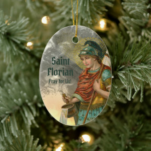 St. Florian with Bucket (Both; M 019) Ceramic Tree Decoration