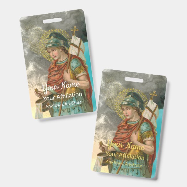 St. Florian with Bucket (Smoke; M 019) ID Badge (Front & Back)