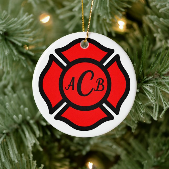 St. Florian's Cross (Style 1) Circular Ceramic Tree Decoration (Tree)