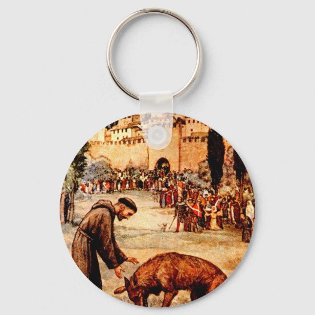 St Francis and the Wolf Key Ring (Front)