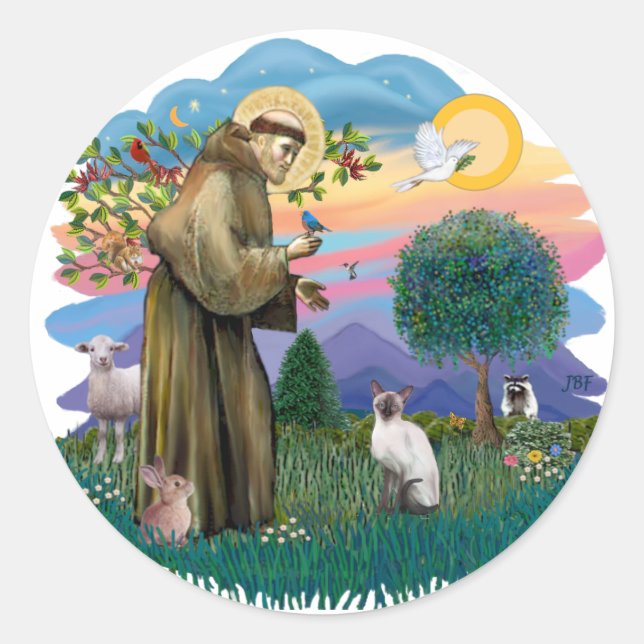 St. Francis / Blue Point Siamese Classic Round Sticker (Front)