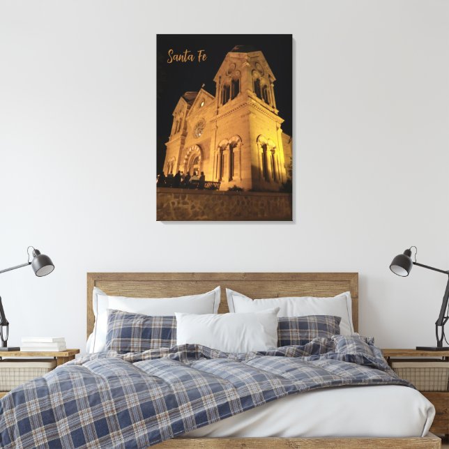 St. Francis Cathedral Santa Fe NM Wrapped Canvas (Insitu(Bedroom))