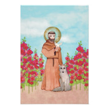 St. Francis Coyote Watercolor Folk Art Full