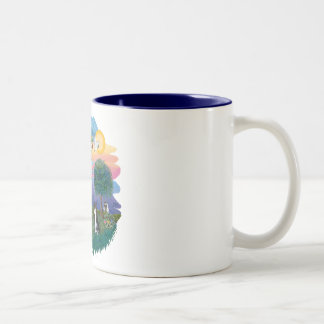 St Francis (ff) - Black and white cat Two-Tone Coffee Mug