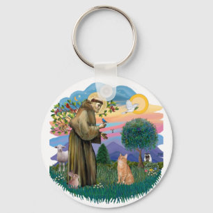 St Francis (ff) - Orange Tabby cat Key Ring