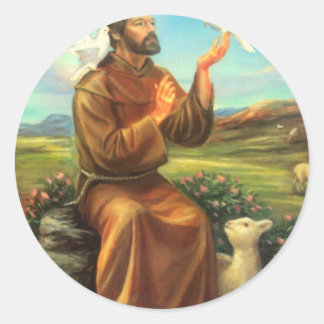 St. Francis Full-colour Tee, Tie, Mug, Samsung Cas Classic Round Sticker