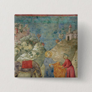 St. Francis Gives his Coat to a Stranger 15 Cm Square Badge