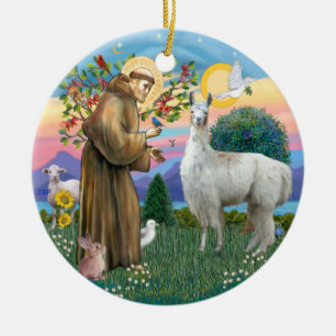St Francis - Llama 12 Ceramic Tree Decoration