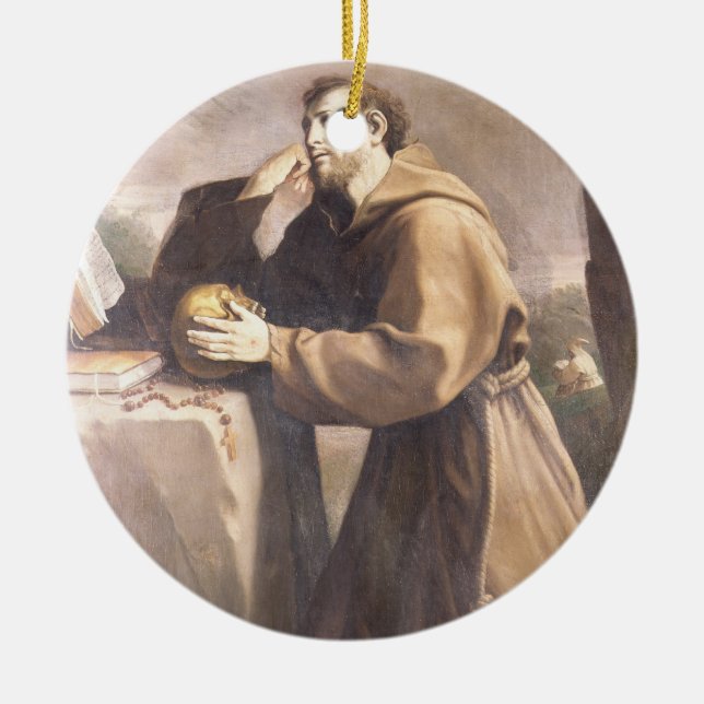 St. Francis of Assisi at Prayer Ceramic Tree Decoration (Front)
