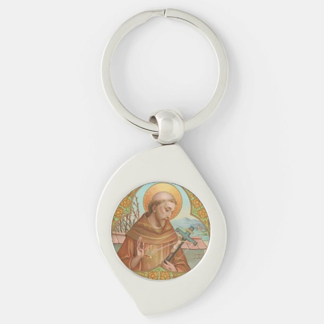 St. Francis of Assisi (BK 002) Swirl Key Ring (Front)