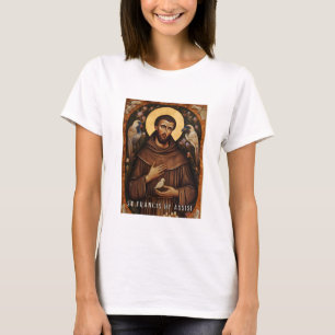 St. Francis of Assisi Catholic T-Shirt for Women