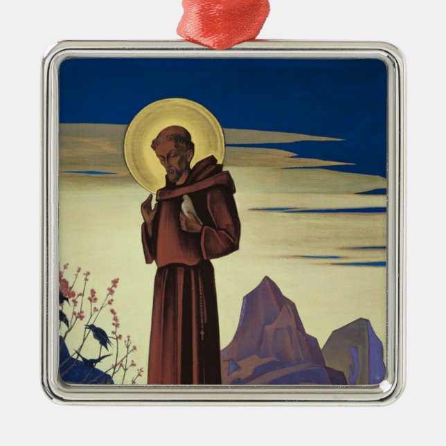 St Francis of Assisi (Christian Saint) Metal Tree Decoration (Front)