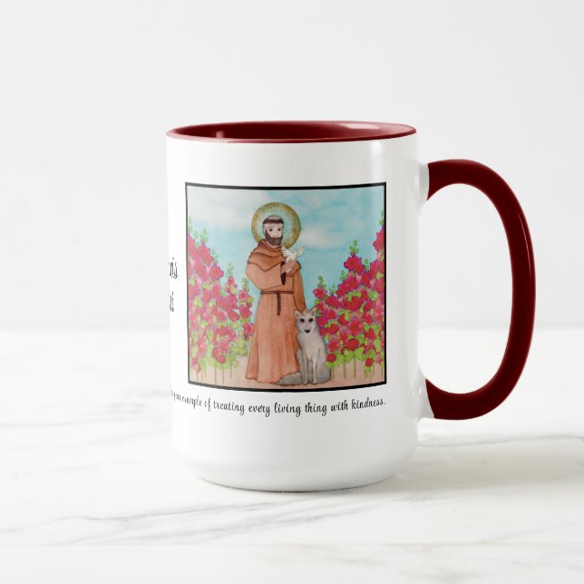 St. Francis of Assisi Colourful Watercolor Gift  Mug (Right)