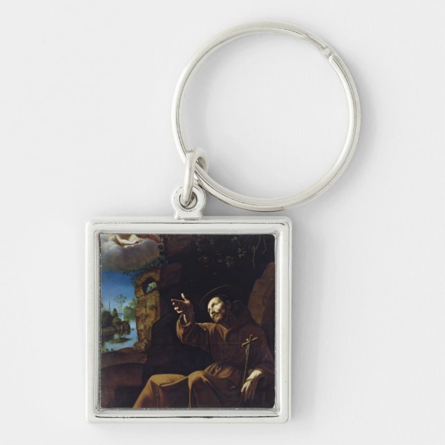 St. Francis of Assisi Consoled by an Angel Key Ring (Front)