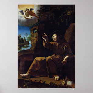 St. Francis of Assisi Consoled by an Angel Poster