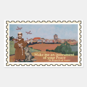 St Francis of Assisi Fake stamp Rectangular Sticker