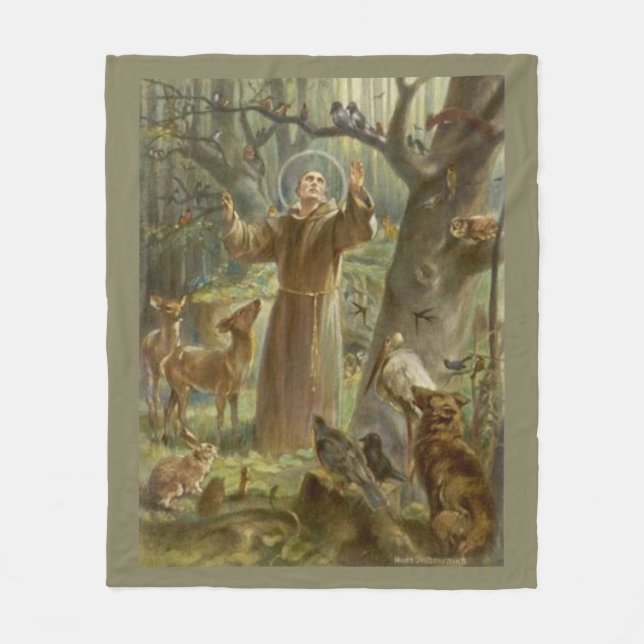 St. Francis of Assisi, Patron Saint of Animals Fleece Blanket (Front)