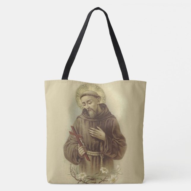 St. Francis of Assisi Patron Saint of Animals Tote Bag (Back)