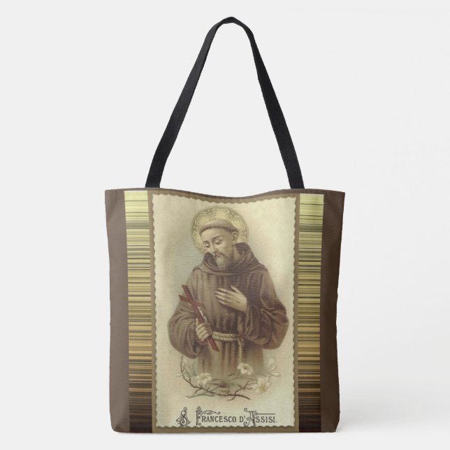 St. Francis of Assisi Patron Saint of Animals Tote Bag (Back)