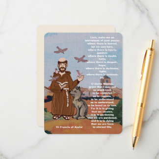 St Francis of Assisi Peace prayer Enclosure Card
