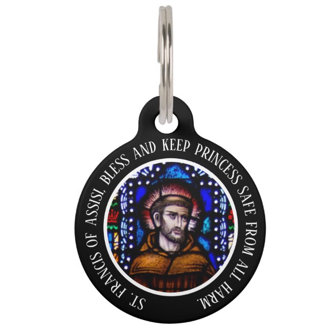 St. Francis of Assisi Personalised Cat Pet Tag (Front)